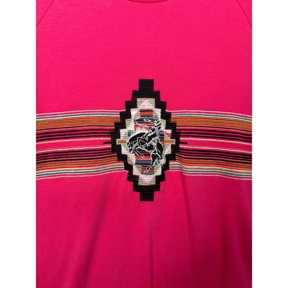 TWO‎ 2 FLY Women's Bright Pink Southwestern Rodeo Horse Sweatshirt XL